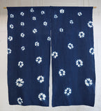 藍染 菊花絞り 綿麻のれん