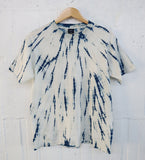 ストライプ絞り 藍染オーガニックコットンTシャツ 大人用