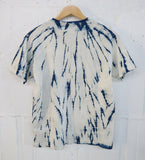 ストライプ絞り 藍染オーガニックコットンTシャツ 大人用