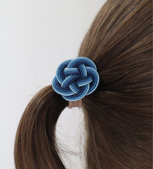 藍染水引 梅結び ヘアゴム