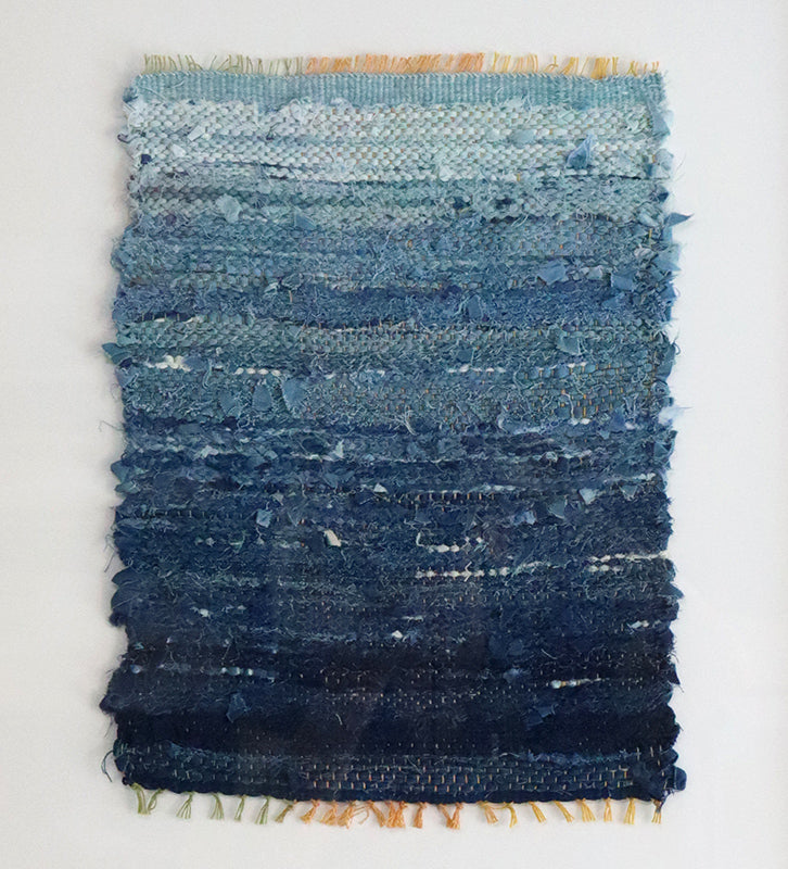 藍染 裂き織り Gradation1