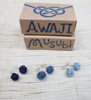 藍染 水引あわじ玉ピアス アクセサリー