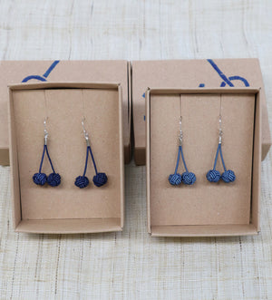 藍染水引 あわじ玉チェリーピアス